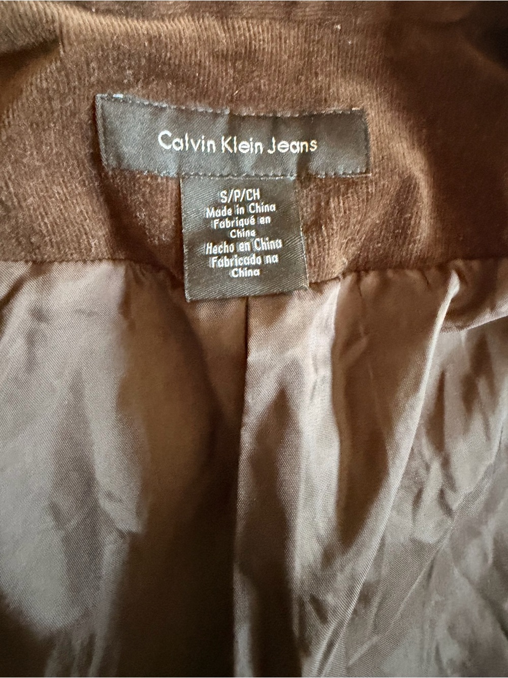 Vintage Calvin Klein Brown Corduroy Blazer Jacket S Y2K Dark Academia - Picture 5 of 7